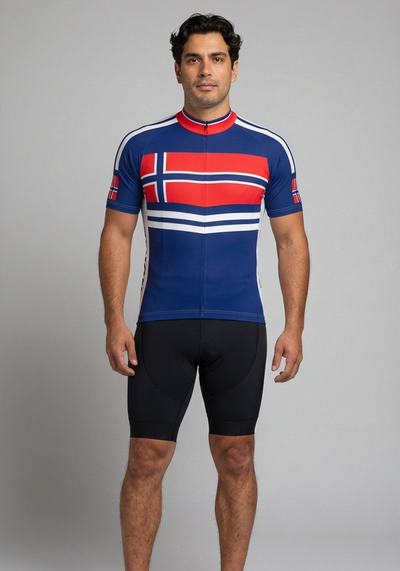 Men's Norway Norge National Flag Short Sleeve Cycling Jersey
