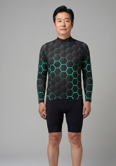 Men's Neon Hexagon Long Sleeve Cycling Jersey
