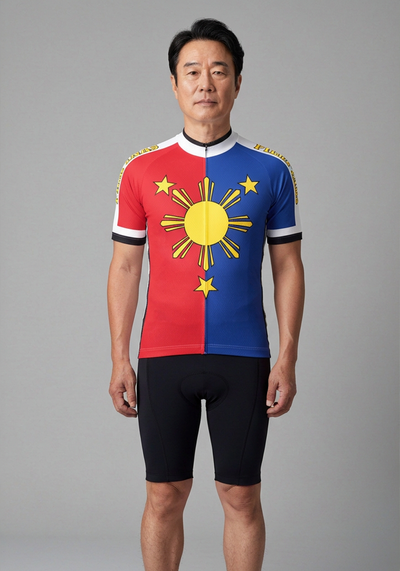 Men's Pilipinas Philippines National Flag Short Sleeve Cycling Jersey