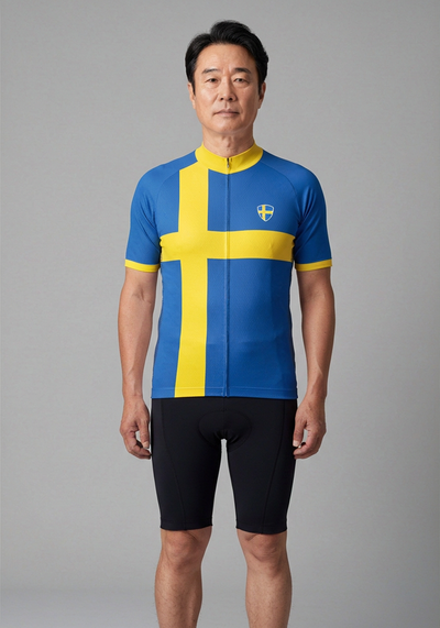 Men's Sweden National Flag Short Sleeve Cycling Jersey