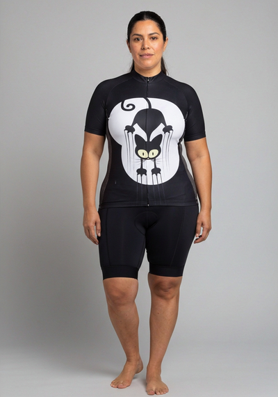 Women's Clawing Black Cat Short Sleeve Cycling Jersey
