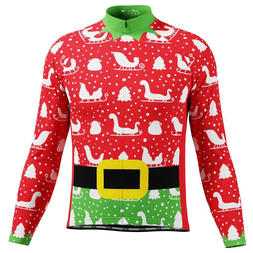 Men's Christmas Elf Season To Ride Long Sleeve Cycling Jersey