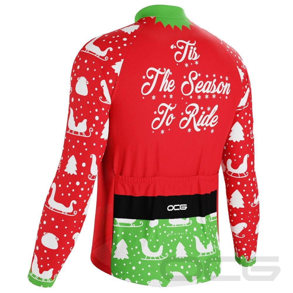 Men's Christmas Elf Season To Ride Long Sleeve Cycling Jersey