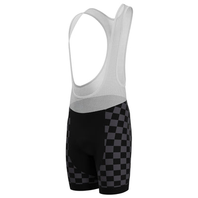 Men's Black Lightning Checkered Gel Padded Cycling Bib - Black
