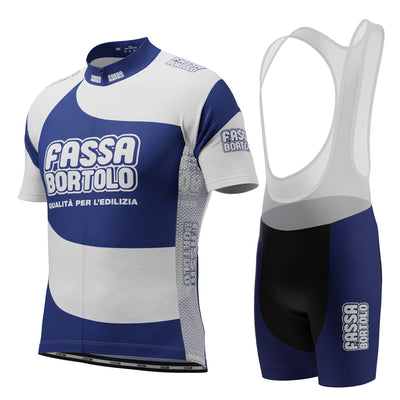 Men's Fassa Bortolo Short Sleeve 2 Piece Cycling Kit - Blue