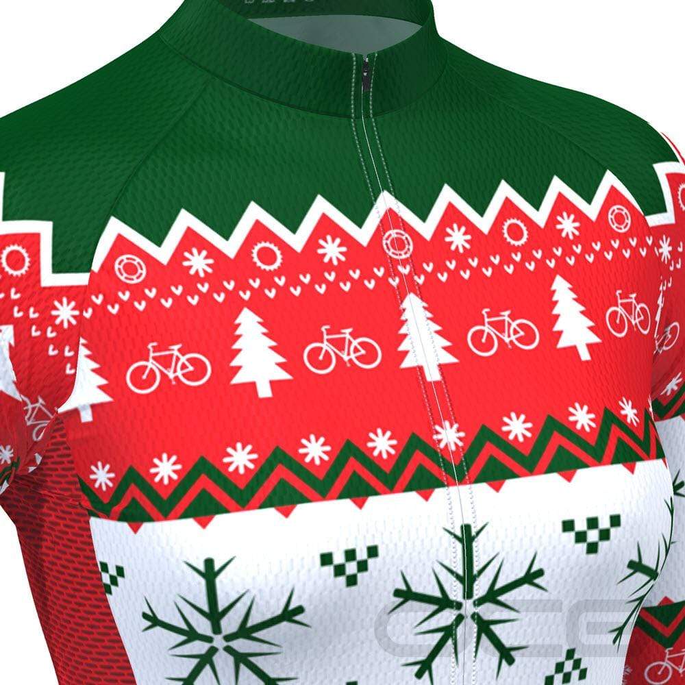 Women's Ugly Christmas Sweater Long Sleeve Cycling Jersey