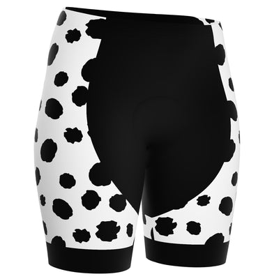 Women's Dalmatian Dog Gel Padded Cycling Shorts - White