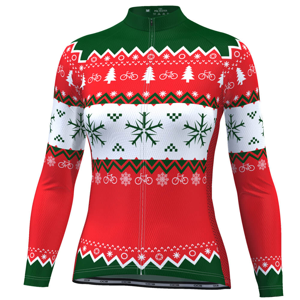 Women's Ugly Christmas Sweater Long Sleeve Cycling Jersey