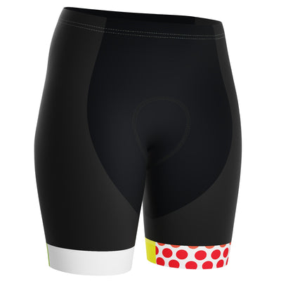 Women's Tour de France Leaders KOM Sprinters Gel Padded Cycling Shorts - Black