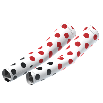 Women's Red Polka Dots on White Quick Dry Cycling Arm-Warmers