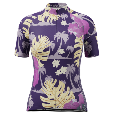Women's Palmtree Leaves Short Sleeve Cycling Jersey