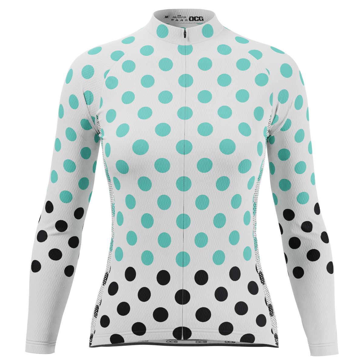 Women's White Polka Dot Long Sleeve Cycling Jersey