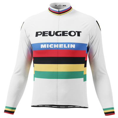 Men's Peugeot BP Michelin Retro Classic Long Sleeve Cycling Jersey