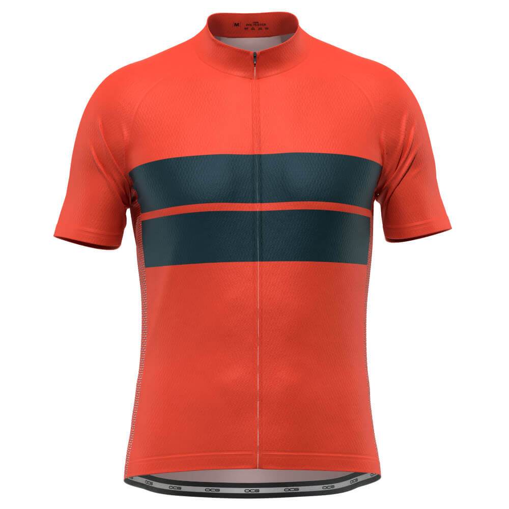 Retro Men's Two-Stripe Orange Cycling Jersey Quick-Dry