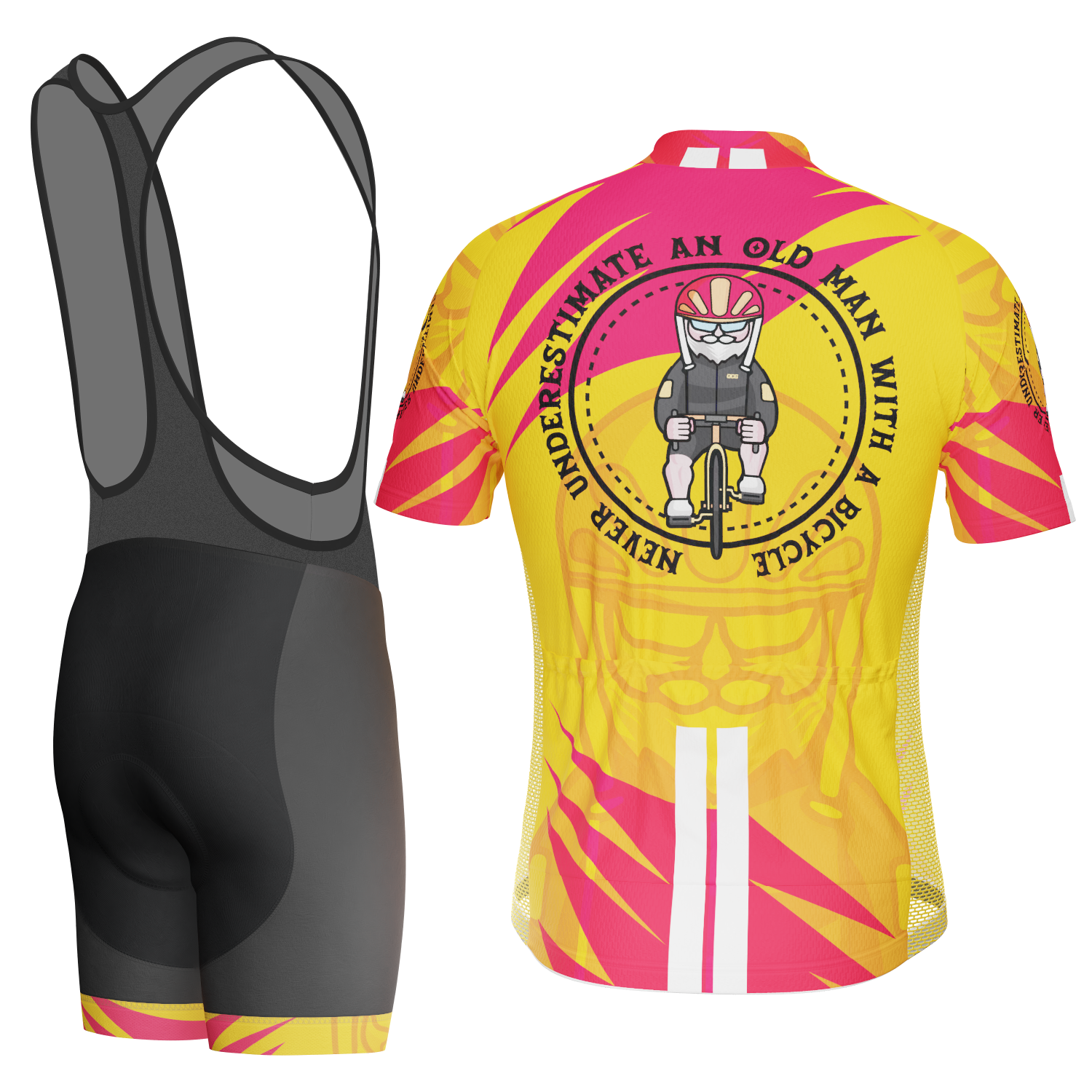 Men's Never Underestimate Old Man Bicycle Short Sleeve Cycling Kit