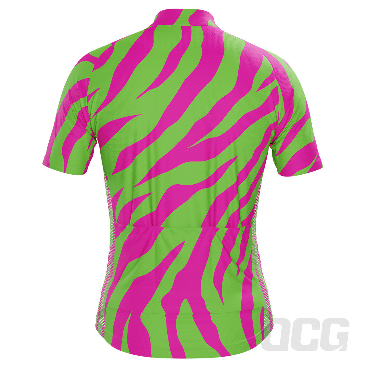 Men's Green & Pink Tiger Short Sleeve Cycling Jersey