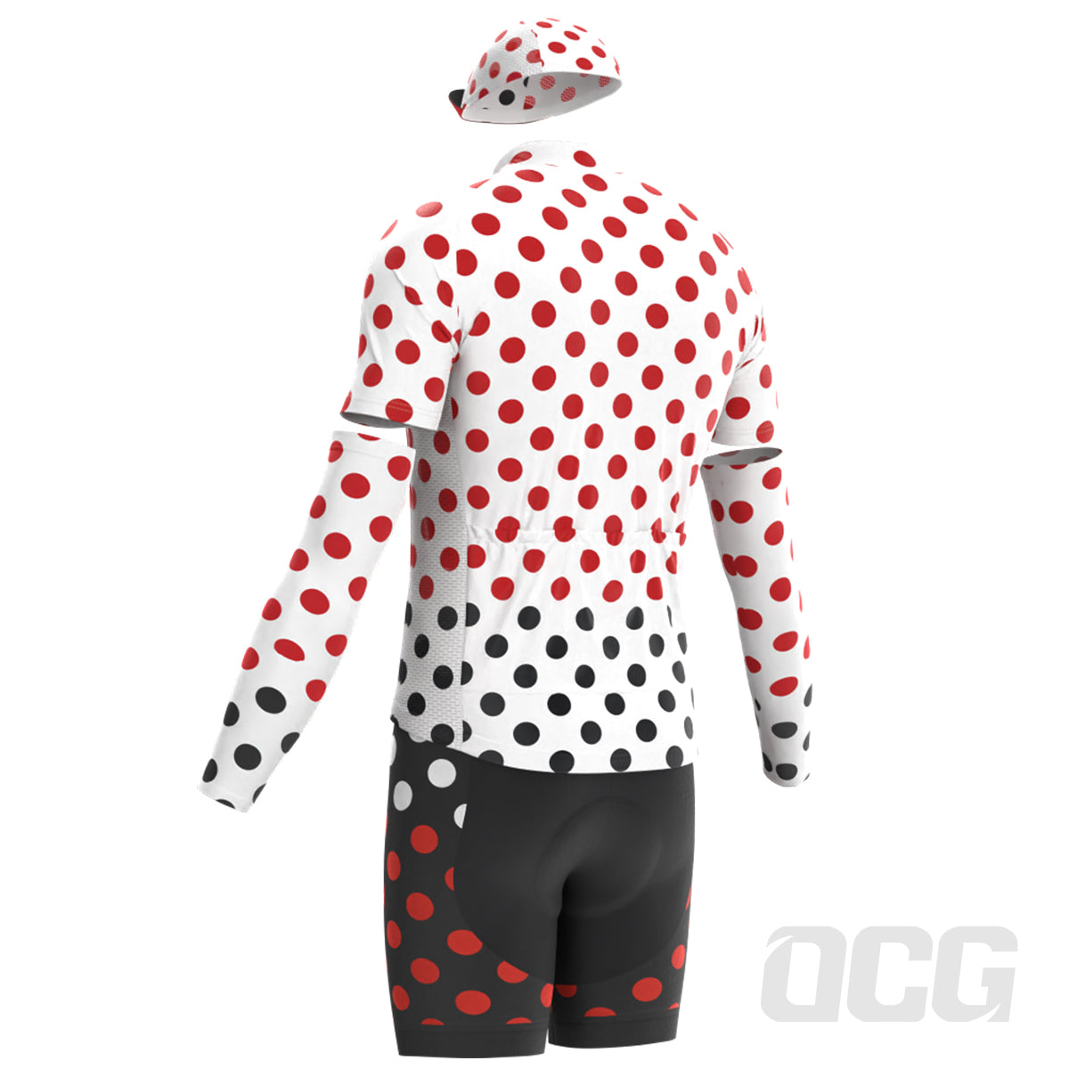 Men's White Polka Dot Short Sleeve Cycling Bundle