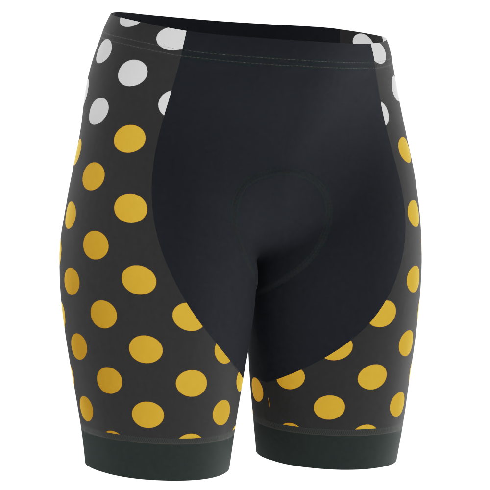 Women's White Polka Dot Pro-Band Cycling Shorts