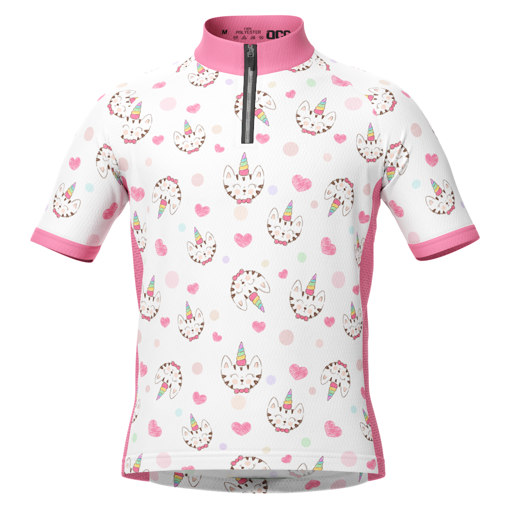 Kid's Kitty-Corn Unicorn Short Sleeve Cycling Jersey