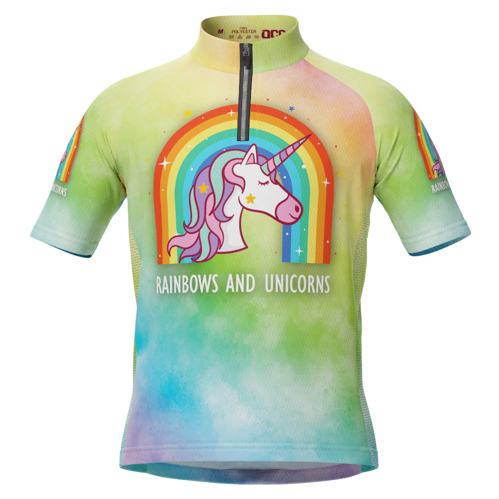 Kid's Rainbows and Unicorns Short Sleeve Cycling Jersey