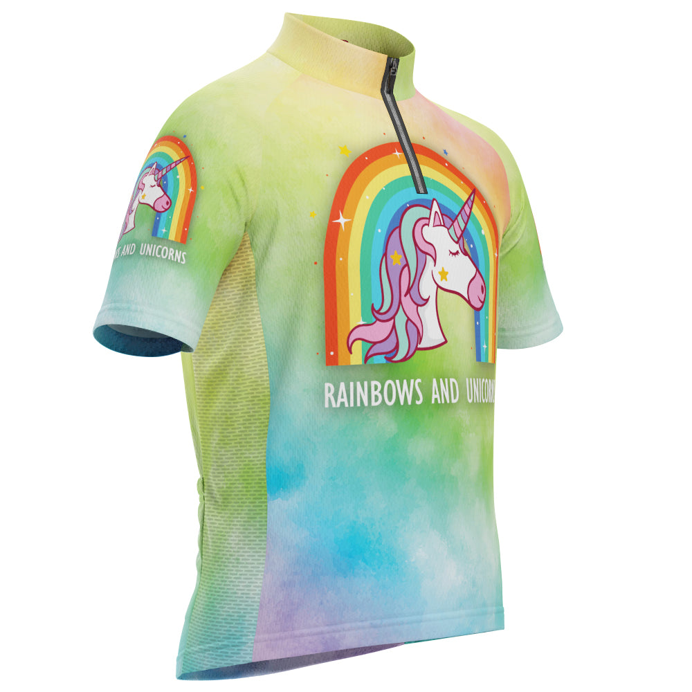 Kid's Rainbows and Unicorns Short Sleeve Cycling Jersey