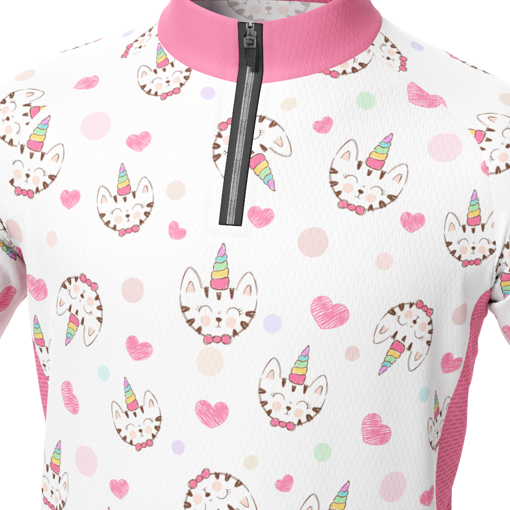 Kid's Kitty-Corn Unicorn Short Sleeve Cycling Jersey