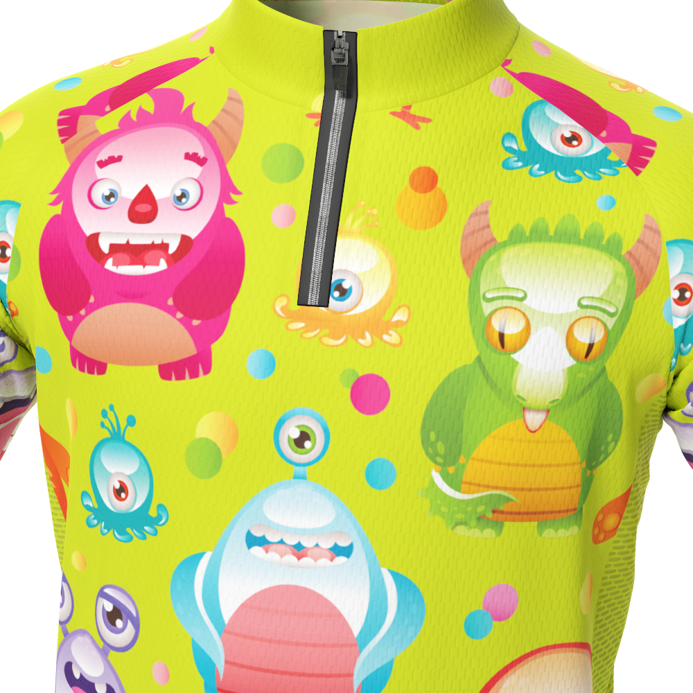 Kid's Cute Aliens Short Sleeve Cycling Jersey