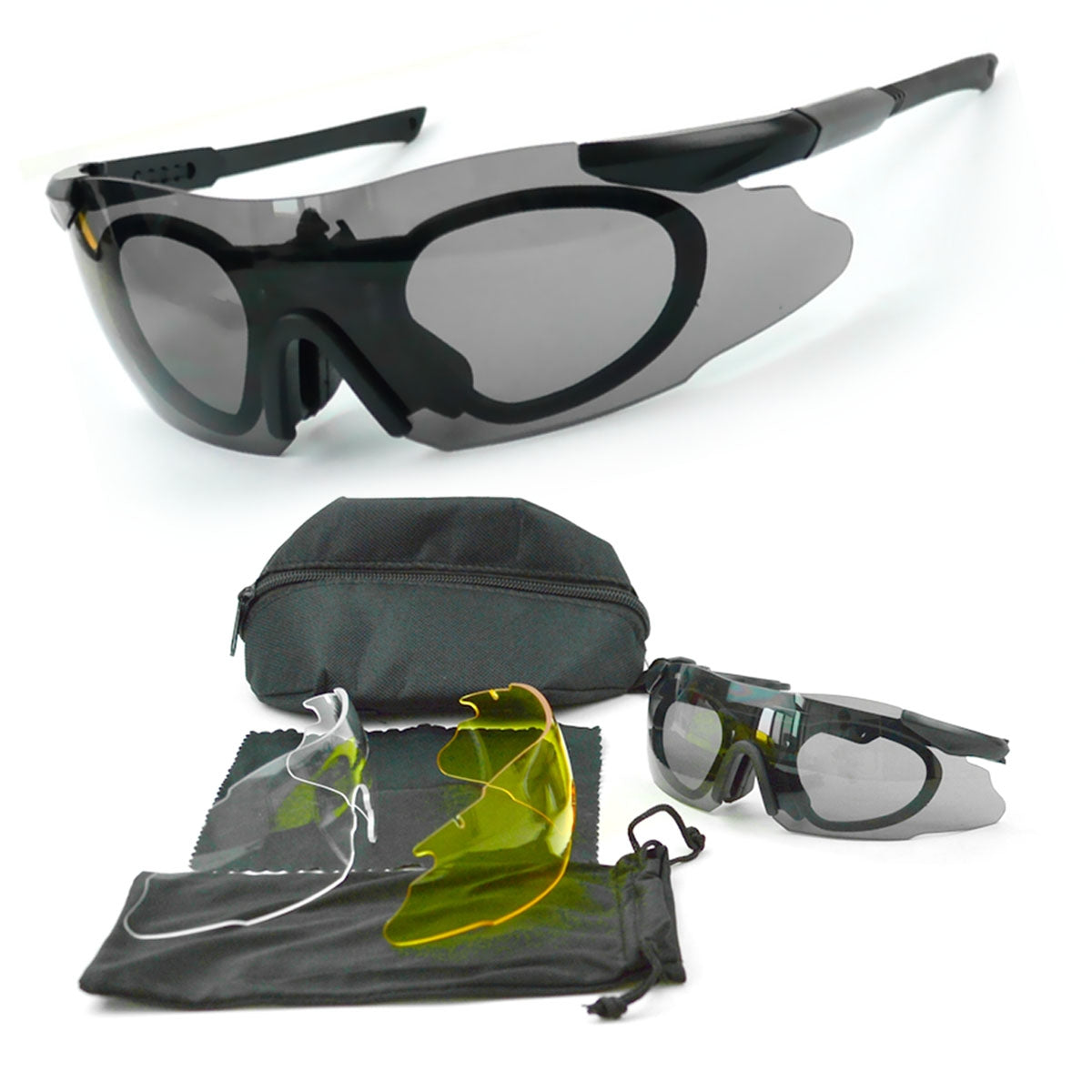 Ultra light thin temple cycling sunglasses with 3 interchangeable color lenses