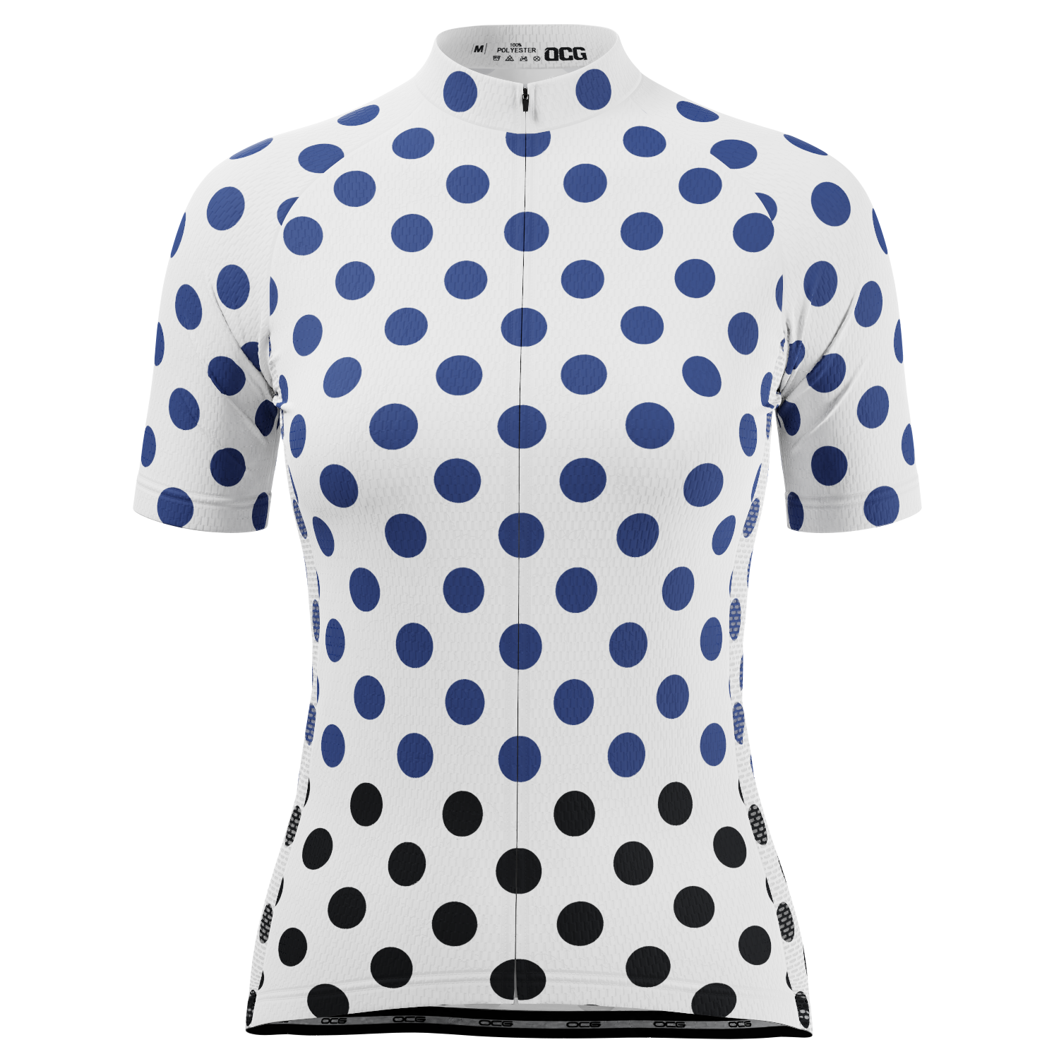 Women's White Polka Dot Short Sleeve Cycling Jersey