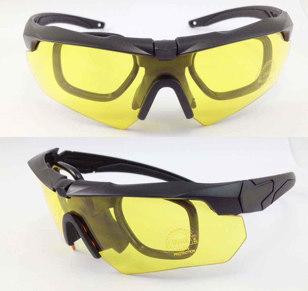Ultra light thick temple cycling sunglasses with 3 interchangeable color lenses