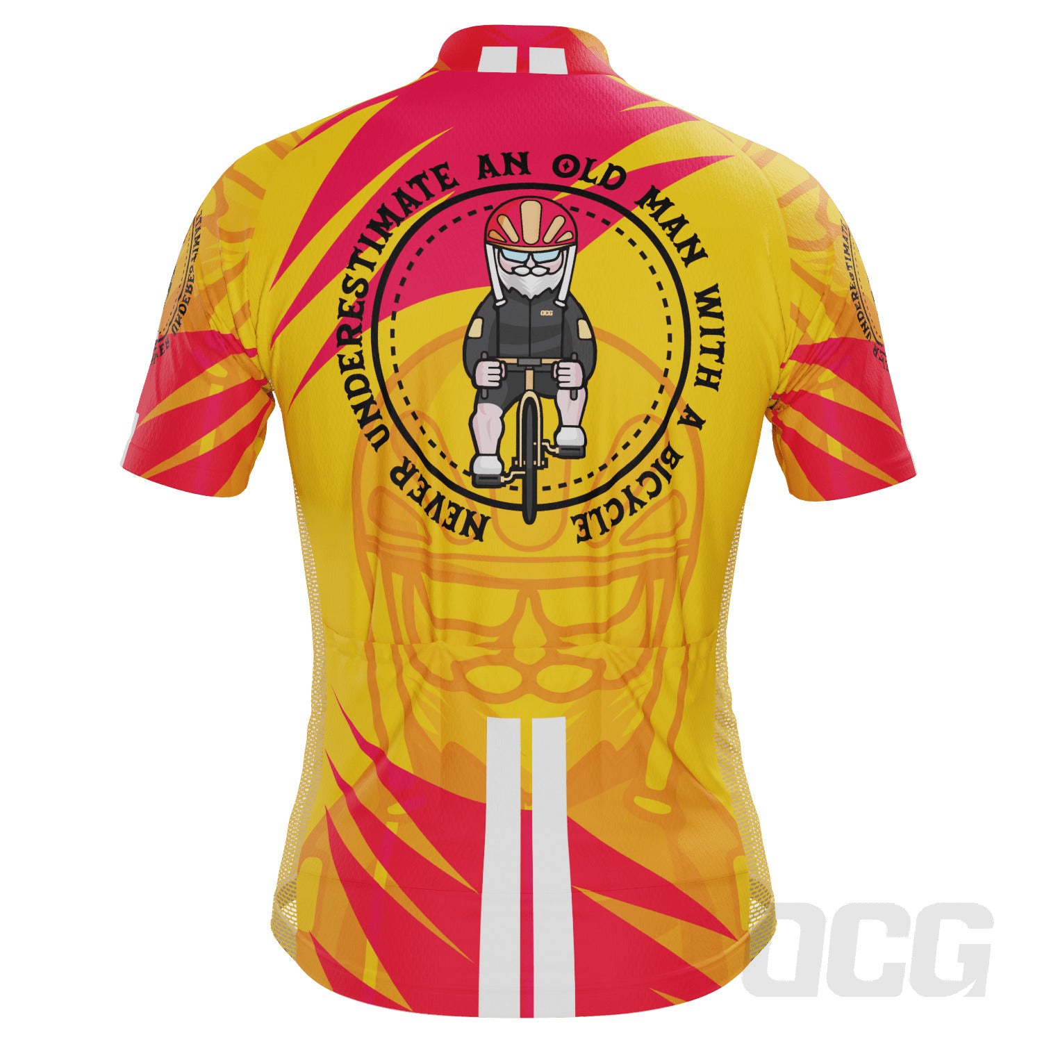 Men's Never Underestimate Old Man Bicycle Short Sleeve Cycling Jersey