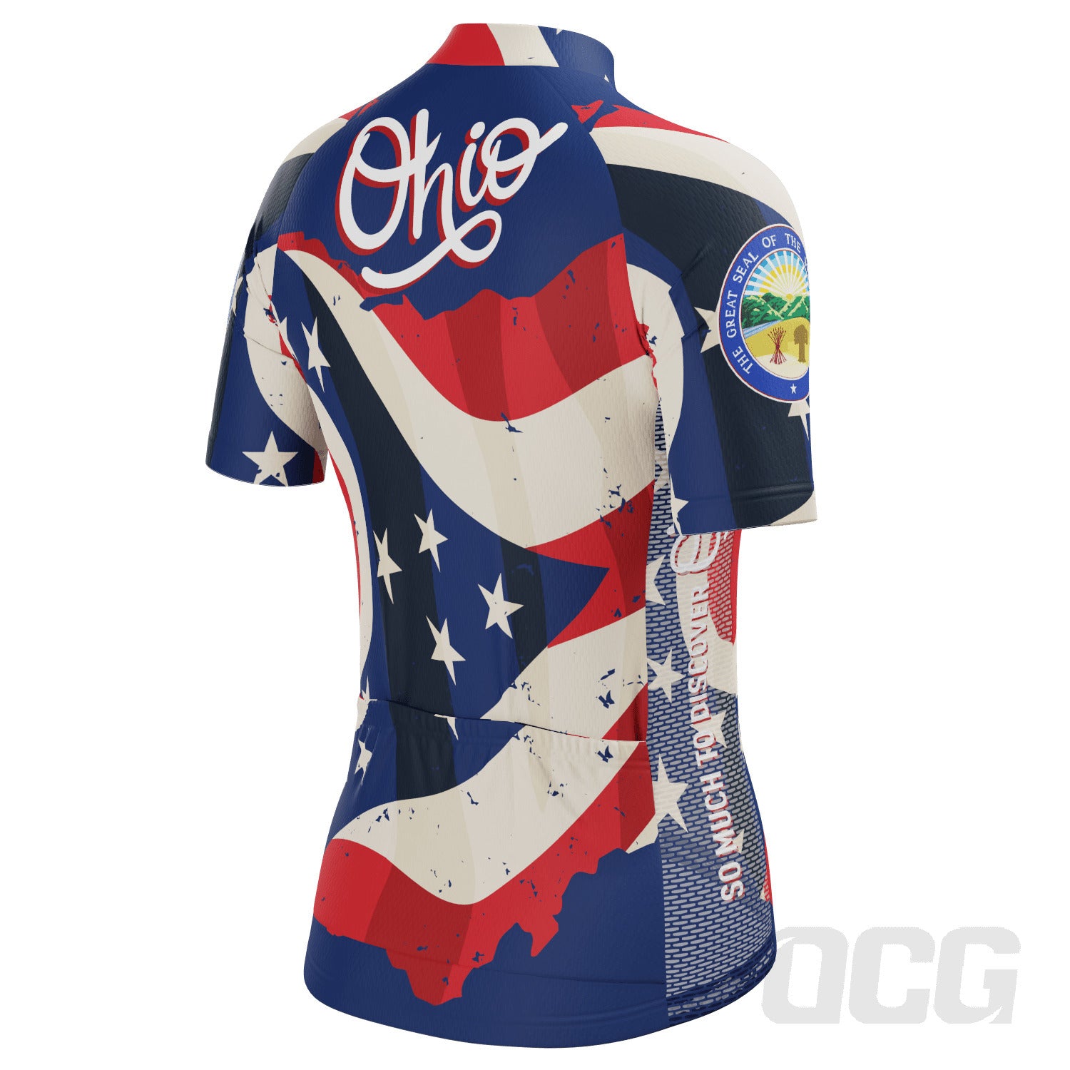 Women's Ohio Flag USA State Short Sleeve Cycling Jersey