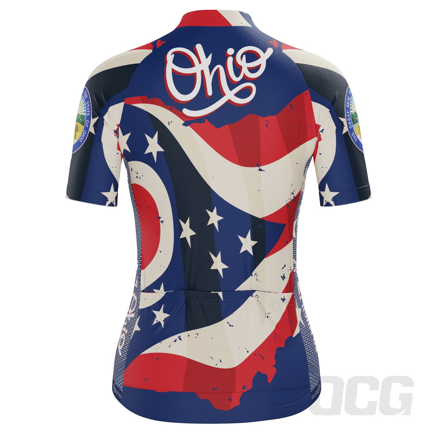 Women's Ohio Flag USA State Short Sleeve Cycling Jersey