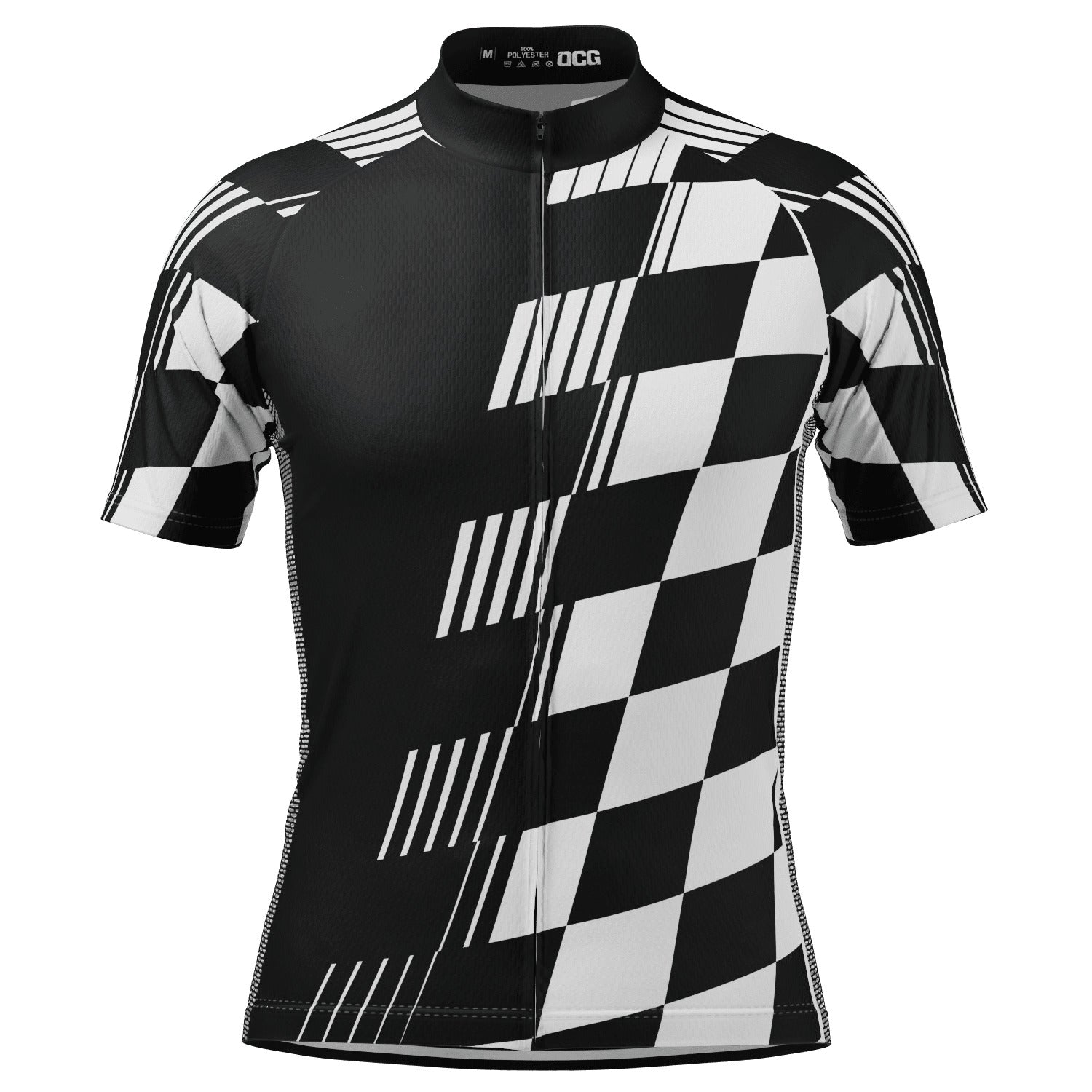 Men's Athletic Modern Auto Checkered Short Sleeve Cycling Jersey