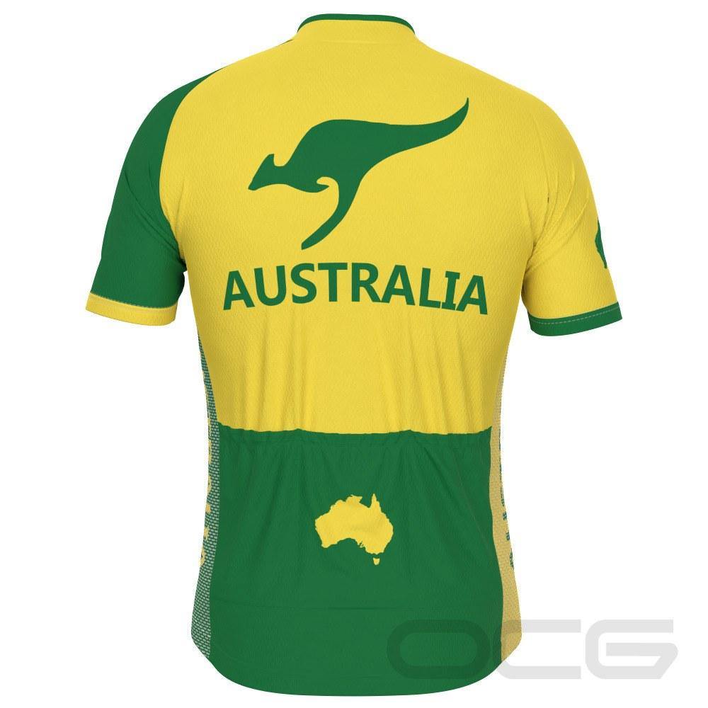 Men's Australia Green & Gold Kangaroo Short Sleeve Cycling Jersey - Online Cycling Gear