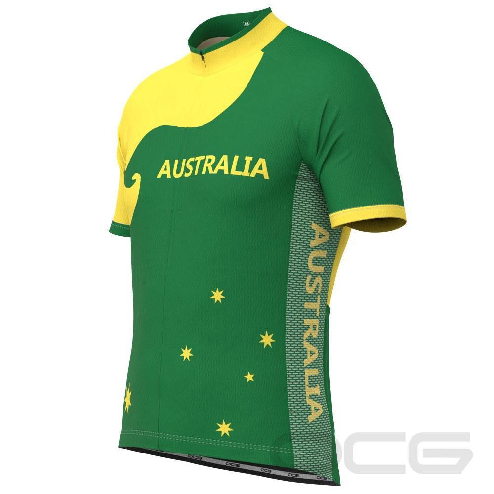 Men's Australia Green & Gold Kangaroo Short Sleeve Cycling Jersey - Online Cycling Gear