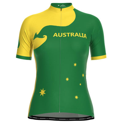Women's Australia Green & Gold Kangaroo Short Sleeve Cycling Jersey