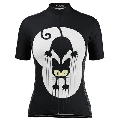 Women's Clawing Black Cat Short Sleeve Cycling Jersey