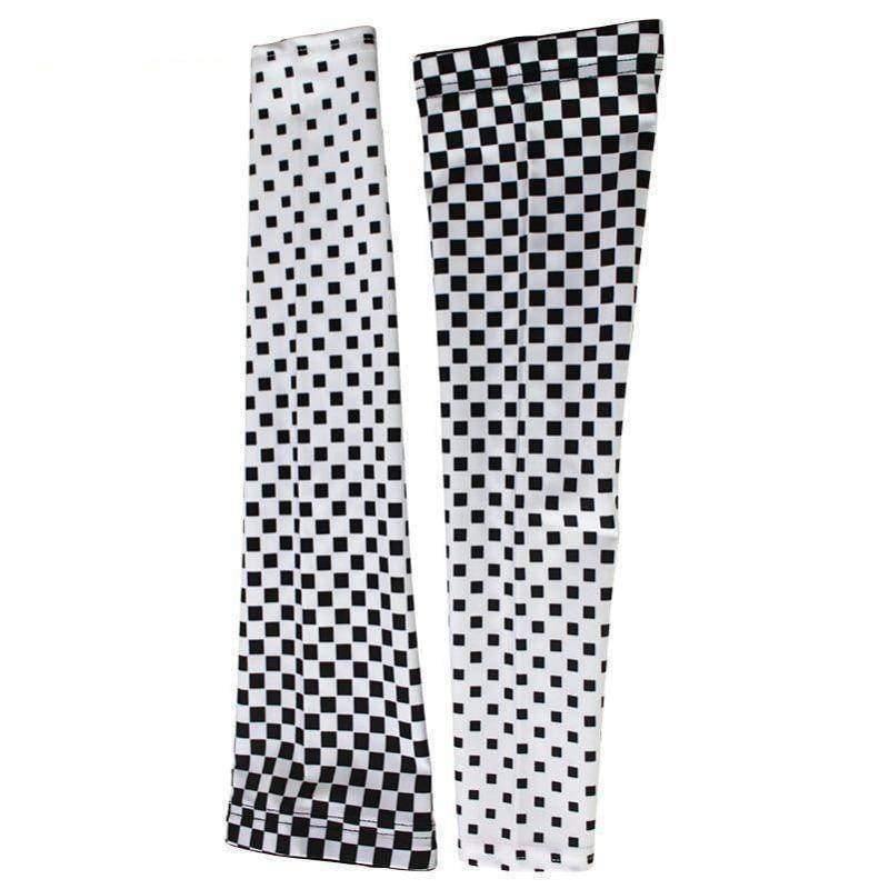 Chequered Flag White Cycling Arm Warmers-Online Cycling Gear Australia-Online Cycling Gear Australia