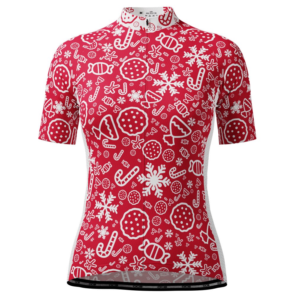 Women's Christmas Candy Short Sleeve Cycling Jersey