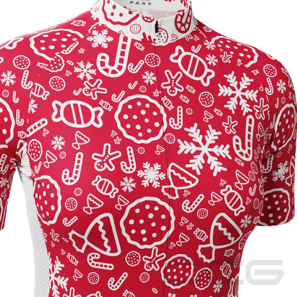 Women's Christmas Candy Short Sleeve Cycling Jersey