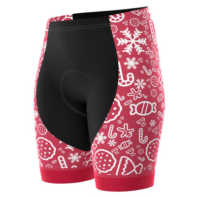Women's Christmas Candy Gel Padded Cycling Shorts