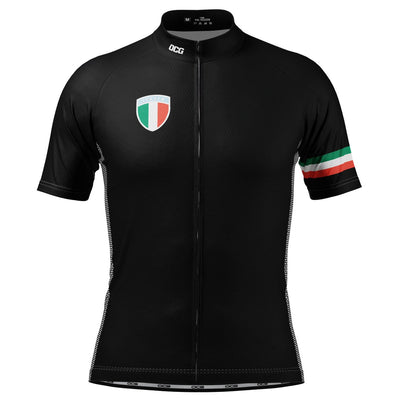 Men's Classic Italia Black National Flag Short Sleeve Cycling Jersey