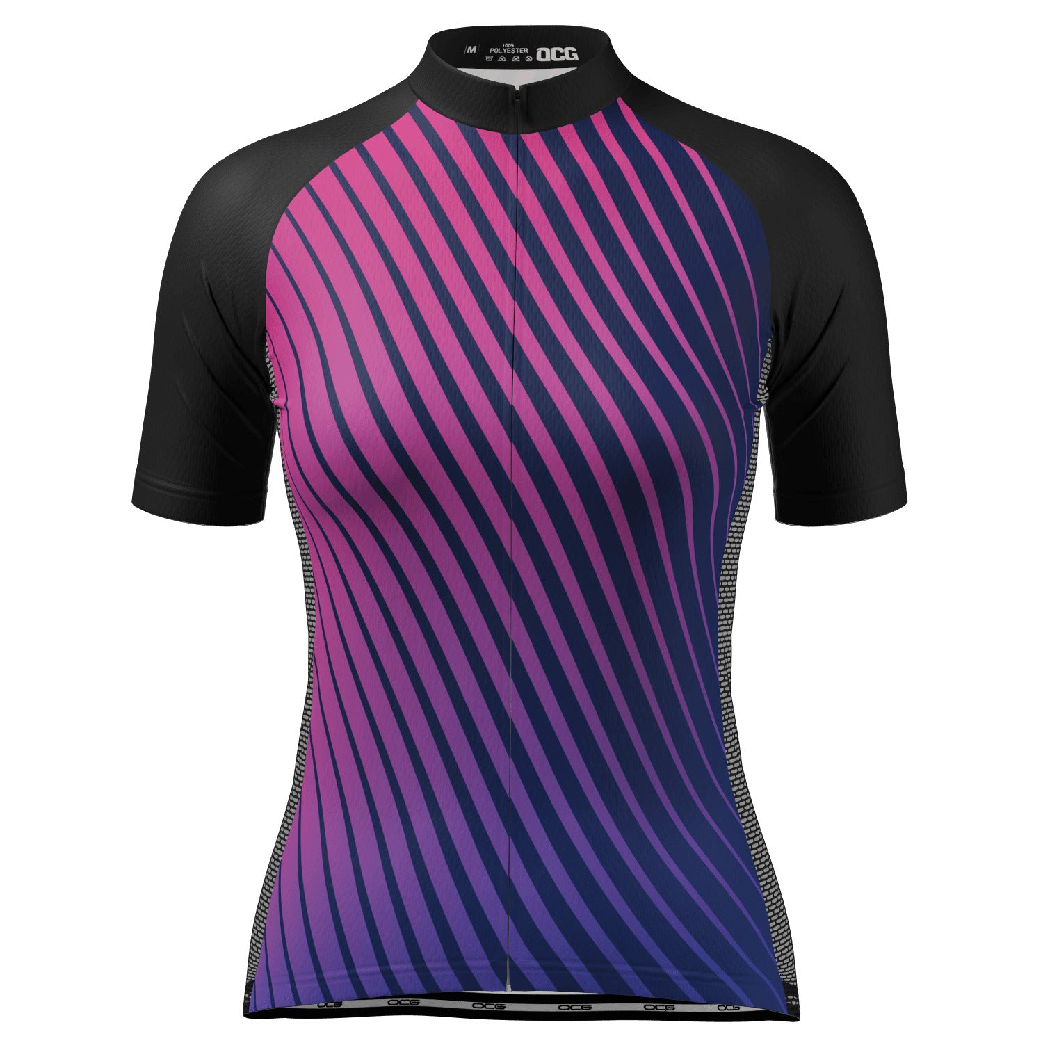 Women's Disco Stripe Black Short Sleeve Cycling Jersey