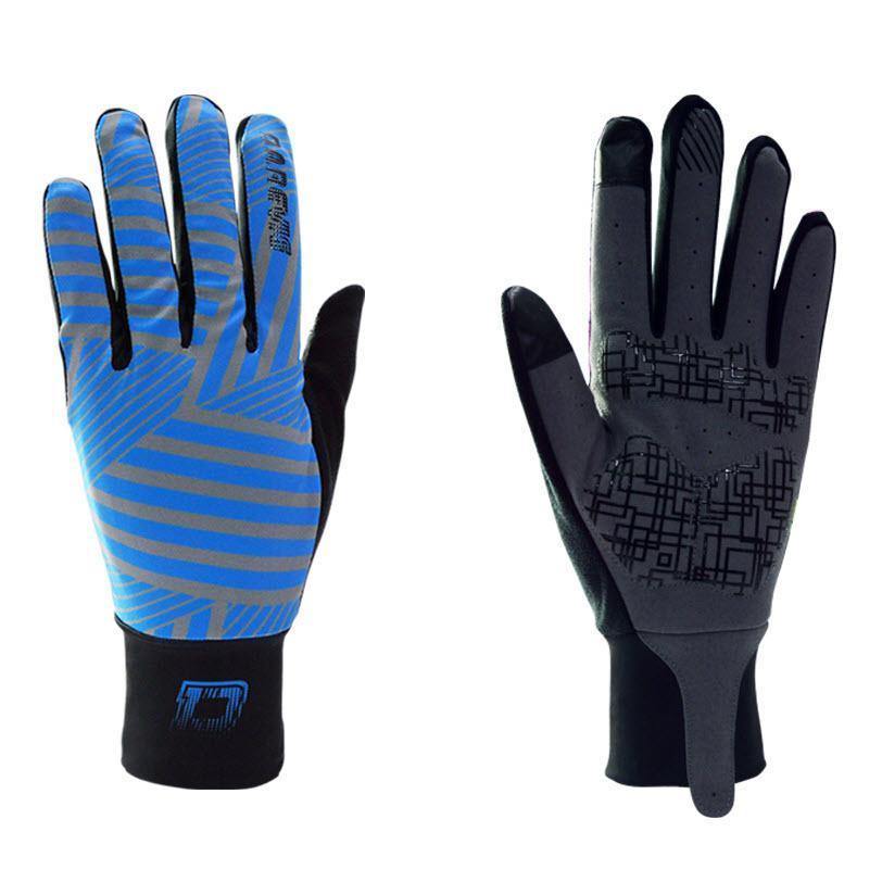 DV Blue Striped Touch Screen Gel Padded Winter Cycling Gloves-DV Athletic-Online Cycling Gear Australia