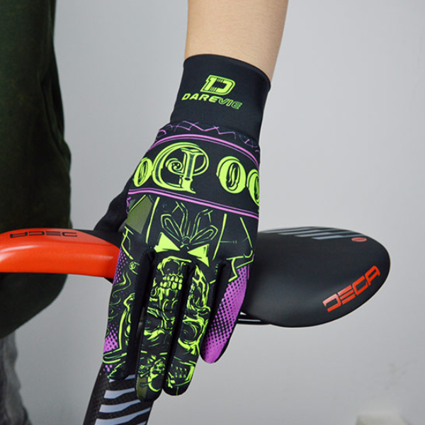 DV Purple Skull Touch Screen Gel Padded Winter Cycling Gloves-DV Athletic-Online Cycling Gear Australia