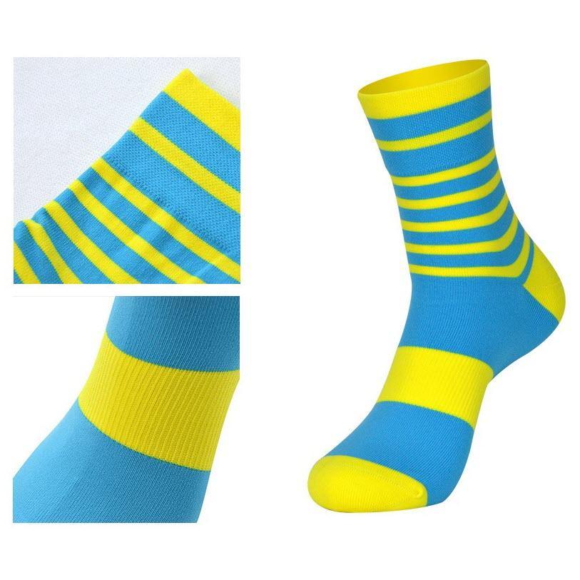 DV Yellow Stripe Mid-Length Pro Cycling Socks-DV Athletic-Online Cycling Gear Australia