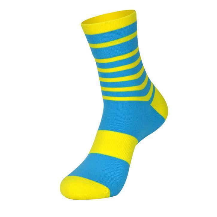DV Yellow Stripe Mid-Length Pro Cycling Socks-DV Athletic-Online Cycling Gear Australia