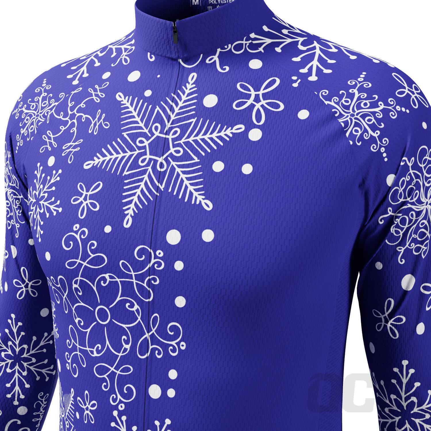 Men's Festive Snowflake Long Sleeve Cycling Jersey