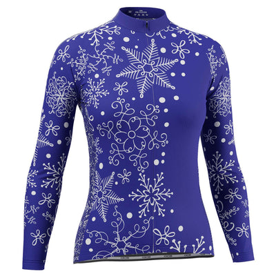 Women's Festive Snowflake Long Sleeve Cycling Jersey